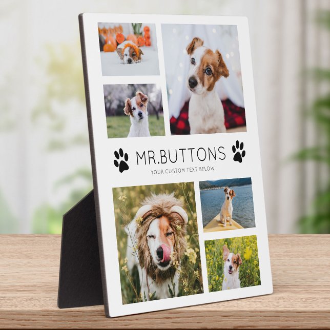 Custom Modern Pet Name Photo Collage Dog Cat Lover Plaque (Creator Uploaded)