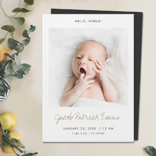 Custom Modern Photo Birth Announcement Magnet