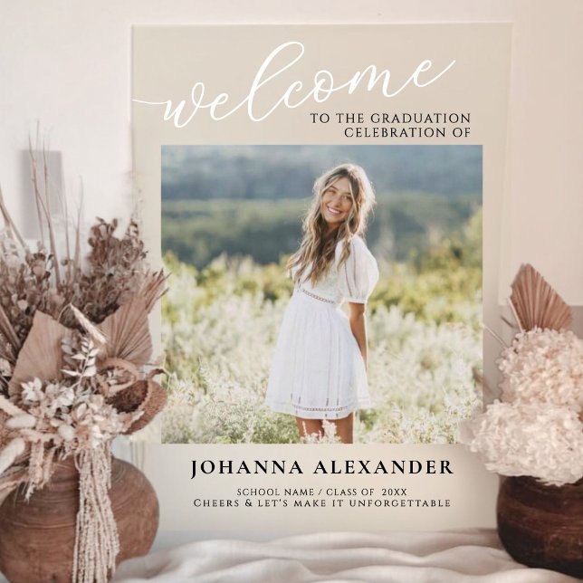 Custom Modern Photo Graduation Welcome Acrylic Sign (Creator Uploaded)