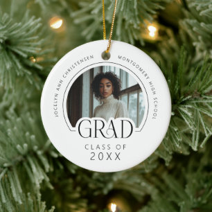 Custom Modern Photo Keepsake Graduation Ceramic Tree Decoration
