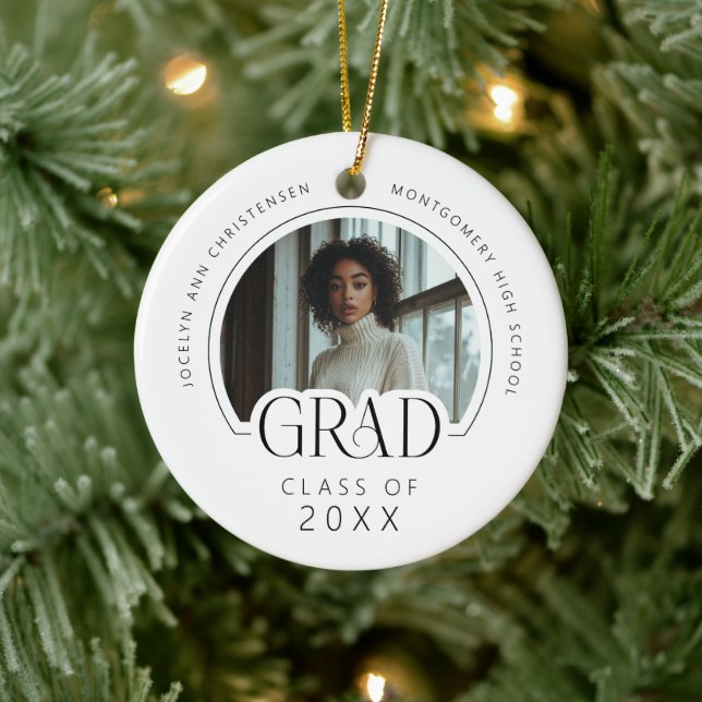 Custom Modern Photo Keepsake Graduation Ceramic Tree Decoration (Tree)