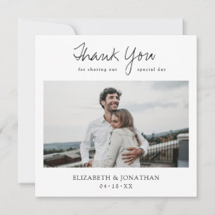 Custom Modern Photo Wedding Thank You Card