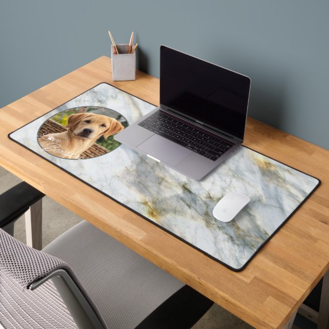 Custom Modern Picture Love Heart Paw Print Desk Mat (Office 2)