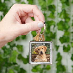 Custom Modern Picture Love Paw Heart Quote Text Key Ring