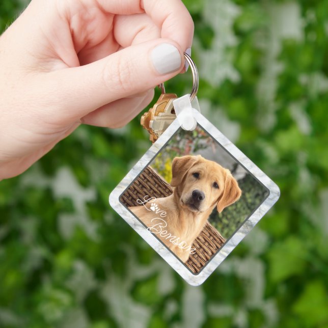 Custom Modern Picture Love Paw Heart Quote Text Key Ring (Hand)