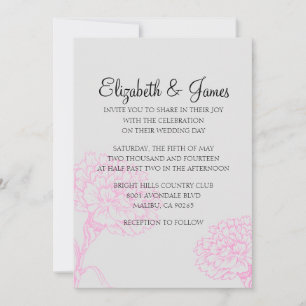 Custom Modern Pink and Black Wedding Invitations