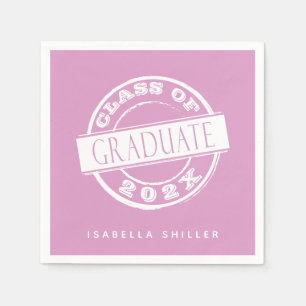 Custom Modern Pink Graduate Napkin