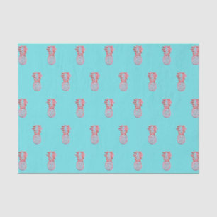 Custom Modern Pink Pineapple Fruit Turqoise Teal Tissue Paper