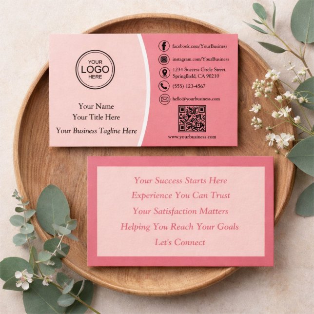 Custom Modern Pink Professional QR Code Minimalist Business Card (Creator Uploaded)