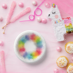 Custom Modern Pink Red Yellow Orange Blue Green Paper Plate