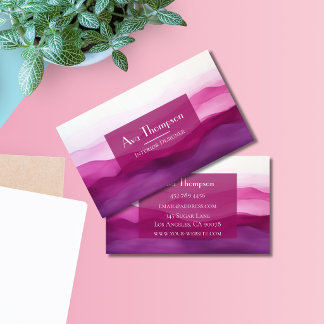 Custom Modern Pink Watercolor Business Cards