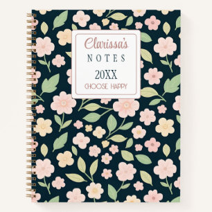 Custom Modern Pink Wildflowers Notebook