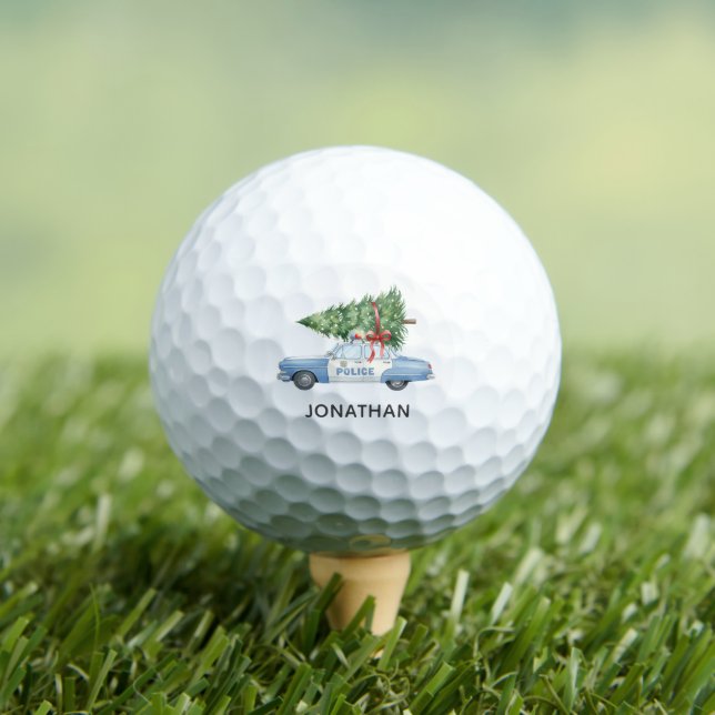 Custom Modern Police Officer Christmas Tree Car Golf Balls (Insitu Tee)