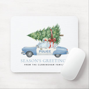 Custom Modern Police Officer Christmas Tree Car Mouse Mat