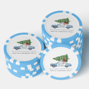 Custom Modern Police Officer Christmas Tree Car Poker Chips