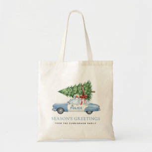 Custom Modern Police Officer Christmas Tree Car Tote Bag