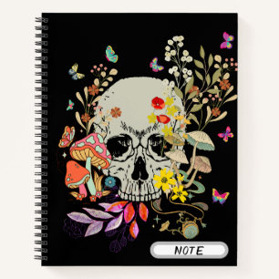 Custom Modern Pretty skull Flower Mushroom Pattern Notebook