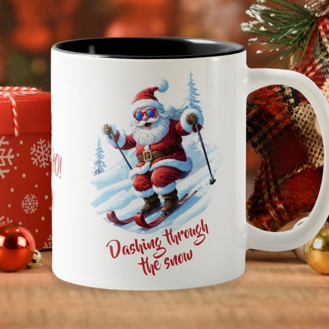 Custom Modern Quirky Funny Santa Claus Christmas Two-Tone Coffee Mug (Creator Uploaded)