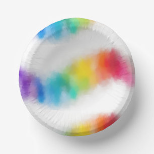 Custom Modern Rainbow Colours Pink Red Blue Purple Paper Plate