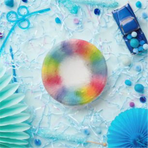 Custom Modern Rainbow Colours Trendy Template Paper Plate