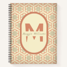 Custom Modern Retro Monogram Notebook