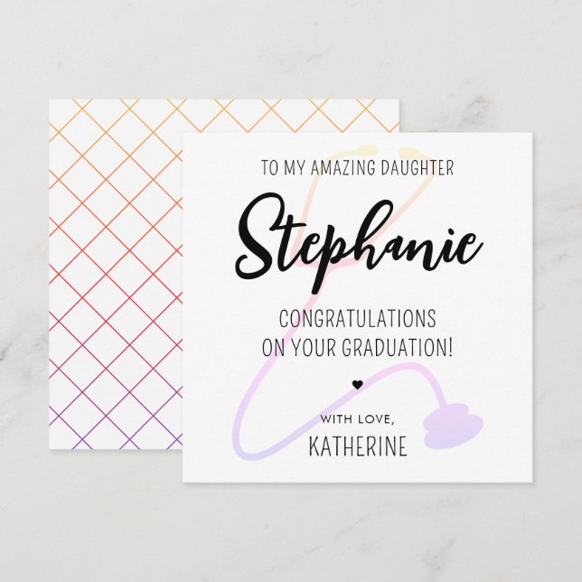 Custom Modern RN Nurse Doctor Medical Graduation Card (Front/Back)
