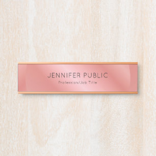 Custom Modern Rose Gold Elegant Template Door Sign