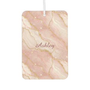 Custom Modern Rose Quartz Marble Gold Car Air Freshener