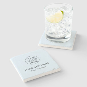 Custom Modern Round Business Logo Stone Coaster
