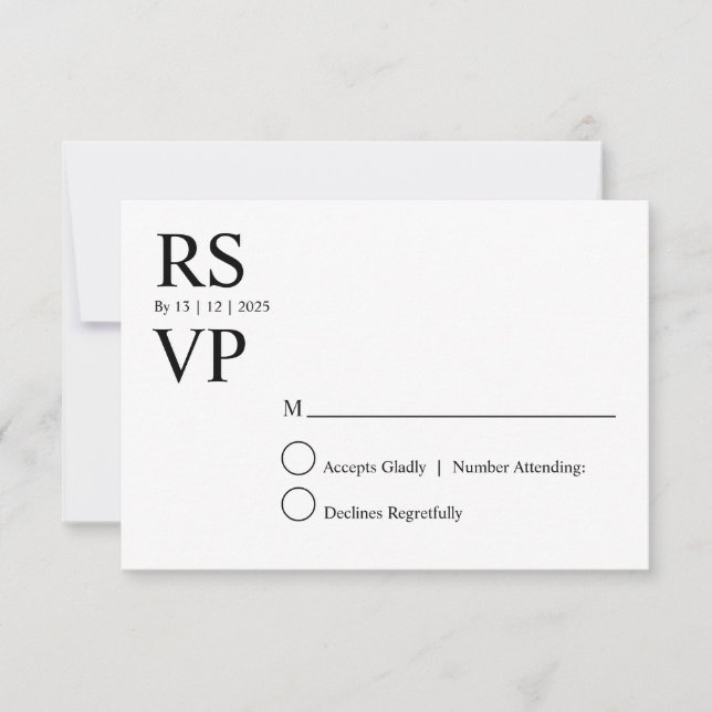 Custom Modern rsvp card (Front)