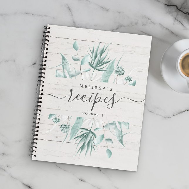 Custom Modern Rustic Watercolor Script Recipe Notebook (Creator Uploaded)