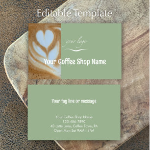 Custom Modern Sage Add Logo and Photo Template Business Card