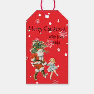Custom Modern Santa Christmas Holiday Red Gift Tags