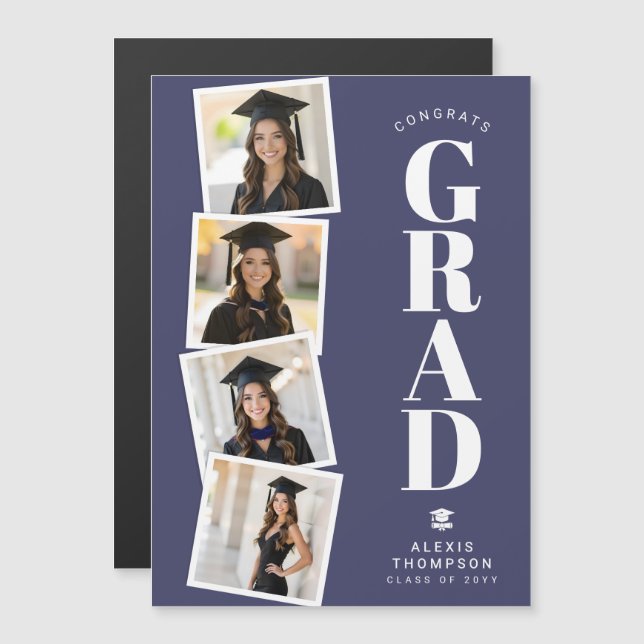 Custom Modern School College Grad Magnetic Card (Front/Back)
