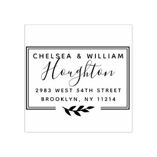 Custom Modern Script Couple's Names Return Address Rubber Stamp