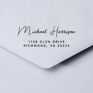 Custom Modern Script Return Address Rubber Stamp