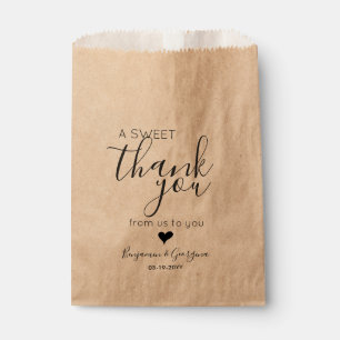 Custom Modern Script Sweet Thank You Heart Wedding Favour Bags