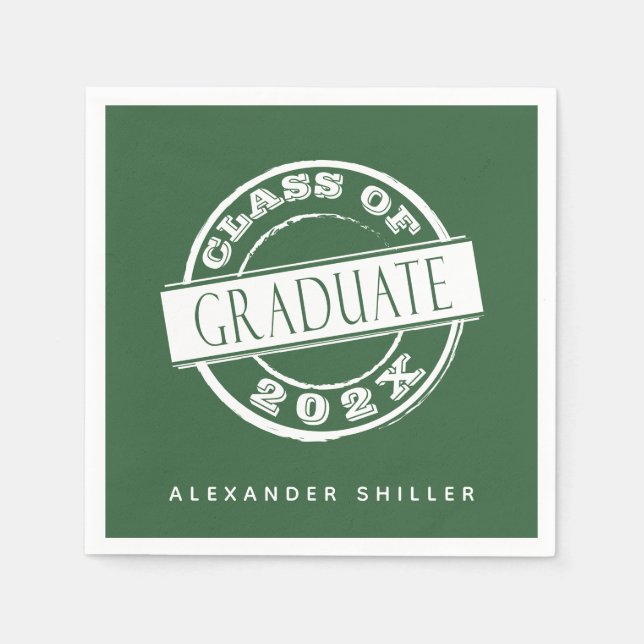 Custom Modern Simple Green Graduate Napkin (Front)