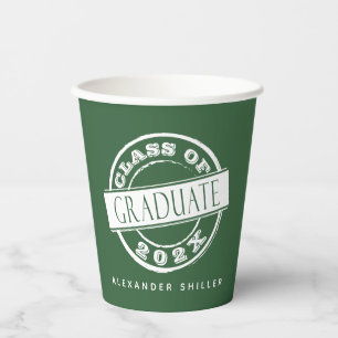 Custom Modern Simple Green Graduate Paper Cups