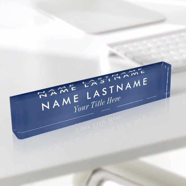 Custom Modern Simple Navy Blue White Title Nameplate (Creator Uploaded)
