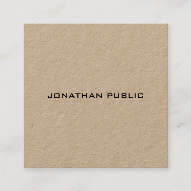 Custom Modern Simple Personalised Template Luxury Square Business Card (Front)