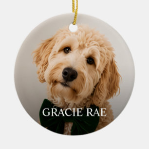 Custom Modern Simple Pet Photo Christmas Ceramic Tree Decoration