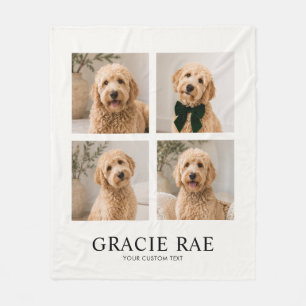 Custom Modern Simple Pet Photo Collage Fleece Blanket