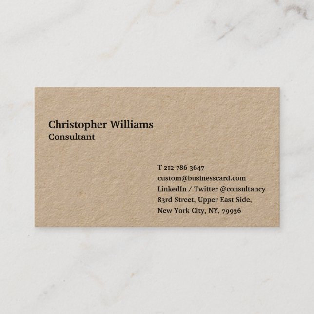 Custom Modern Simple Professional Luxe Kraft Paper Business Card (Front)
