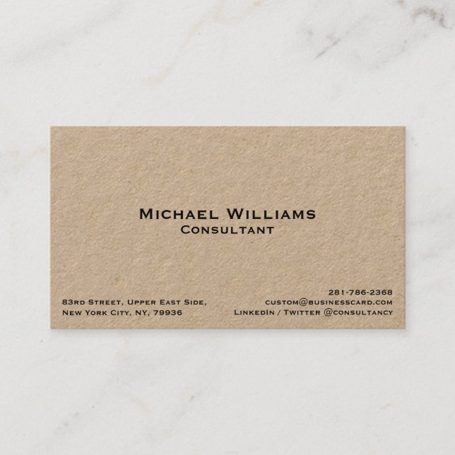 Custom Modern Simple Professional Minimalist Kraft Business Card (Front)
