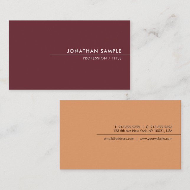 Custom Modern Simple Template Elegant Colours Business Card (Front/Back)