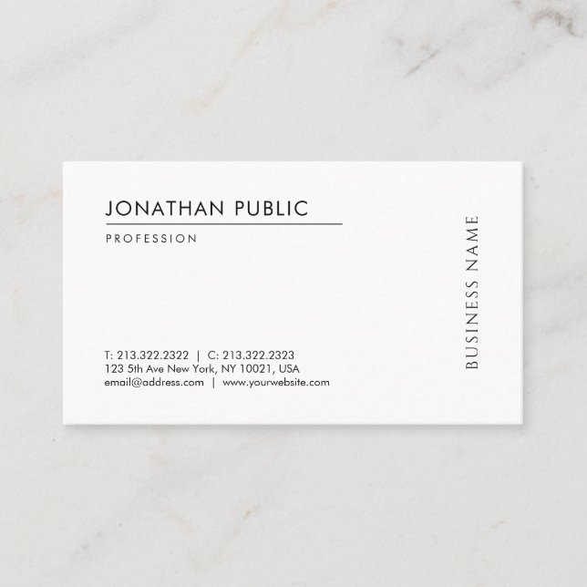 Custom Modern Simple Template Professional Elegant Business Card (Front)