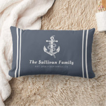 Custom Modern Slate Grey Striped Nautical Anchor