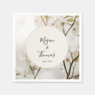 Custom Modern Soft Floral Elegant Wedding Napkin