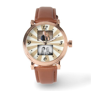 Custom Modern Sun Beam 2 Photo Collage Watch